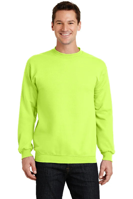 Weekend Bargains Await You Port & Company Mens Core Pill Resistant Fleece Crewneck Sweatshirt - Neon Yellow