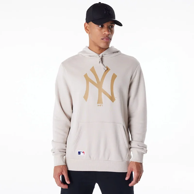 Markdowns New York Yankees MLB Regular Light Beige Pullover Hoodie