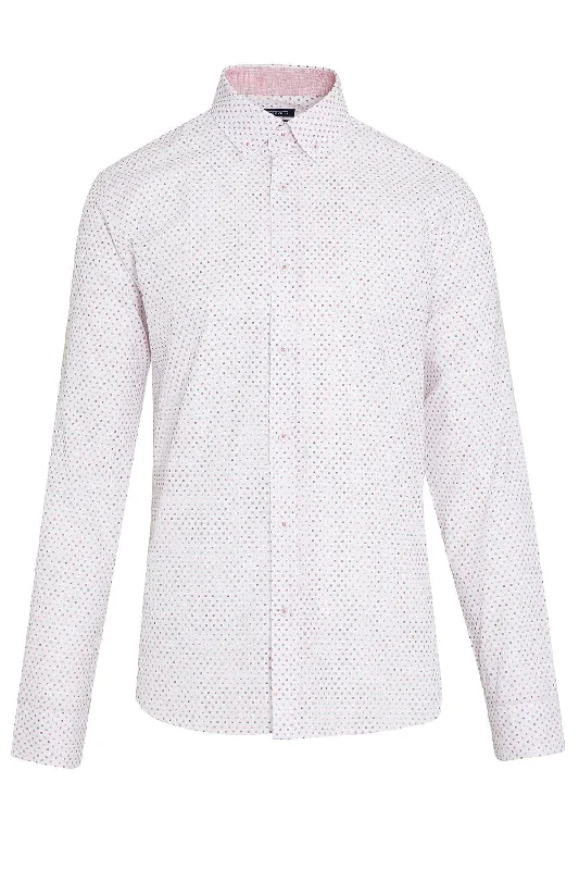 Price Drop Slim Fit Long Sleeve Printed Cotton Brick Casual Shirt