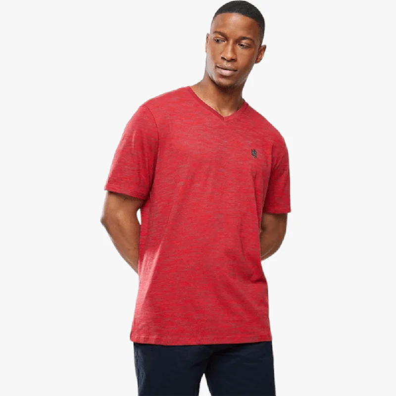 Pringle Mens Injected Slub V Neck Short Sleeve Tee Red