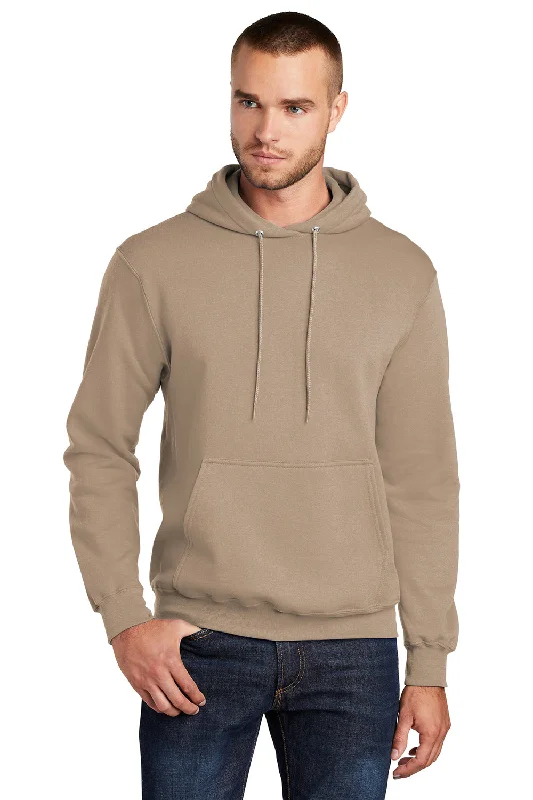 Port & Company Mens Core Pill Resistant Fleece Hooded Sweatshirt Hoodie w/ Pouch Pocket - Sand