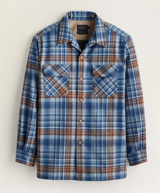 Sale Alert Pendleton Men's Wool Board Shirt - Blue/Tan Ombre Plaid