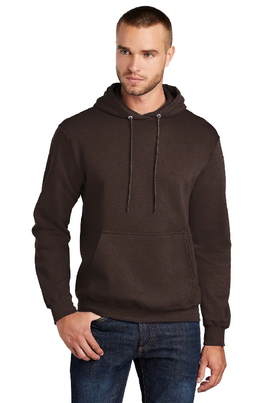 Port & Company Mens Core Pill Resistant Fleece Hooded Sweatshirt Hoodie w/ Pouch Pocket - Dark Chocolate Brown