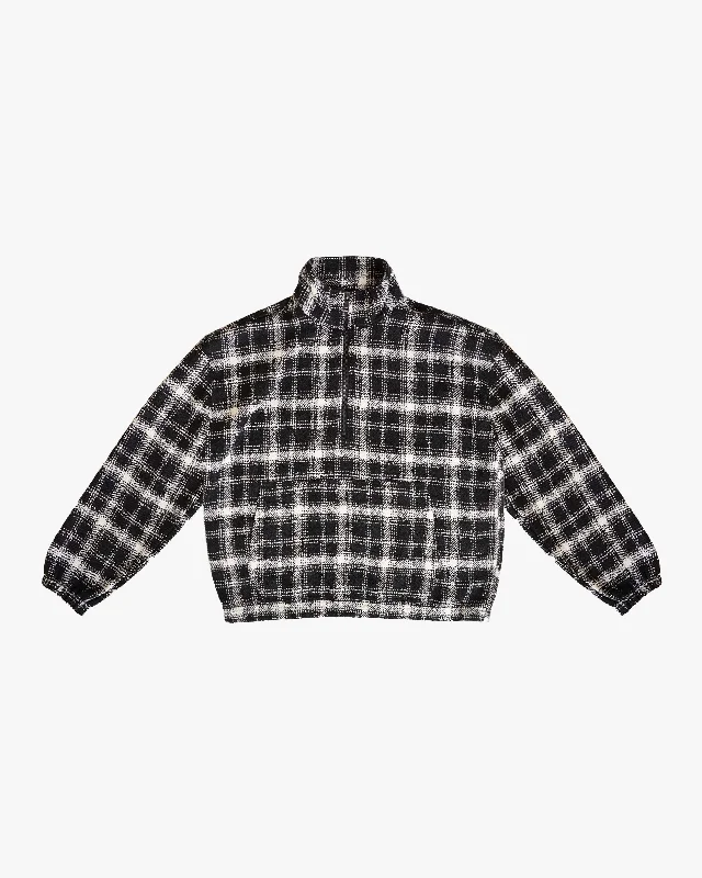 Markdown Madness EPTM FLANNEL HALF-ZIP PULLOVER -BLACK
