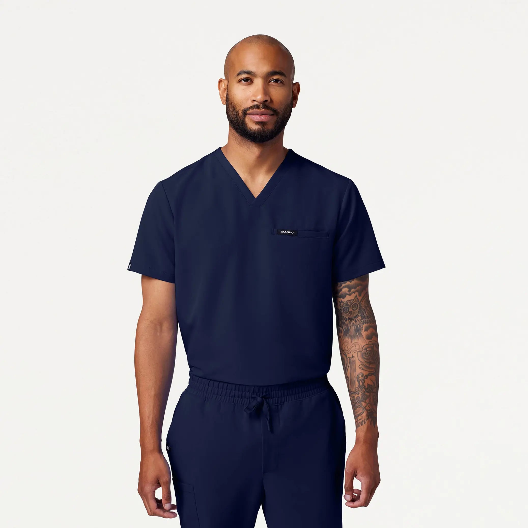The Best Prices Jaanuu Men's Romin 1-Pocket Scrub Top - Midnight Navy