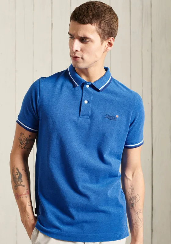 Early Bird Superdry Classic Poolside Pique Polo Shirt, Blue