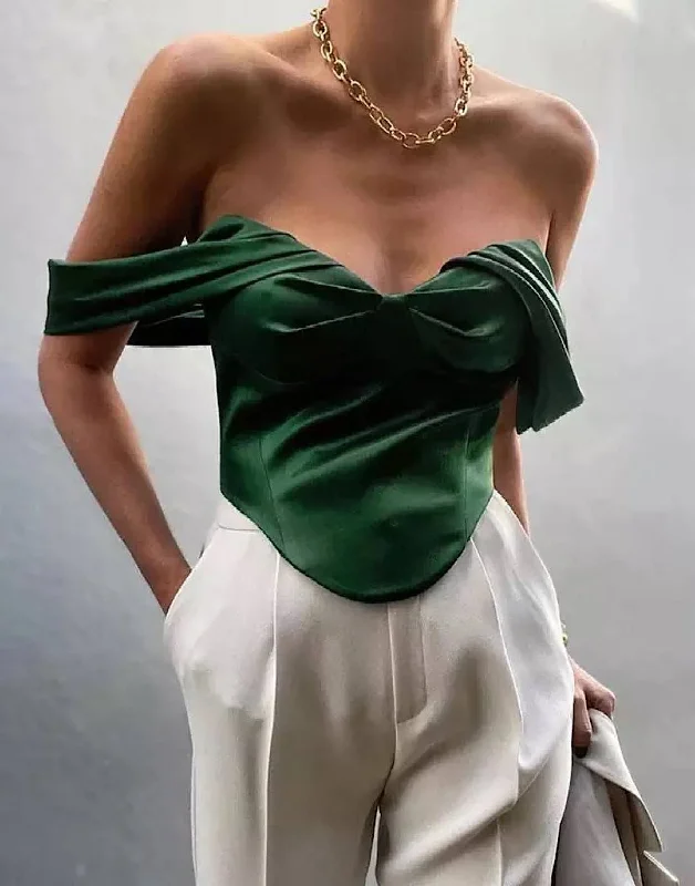 Weekend Savings Sensation Ruched Off Shoulder Silky Bustier
