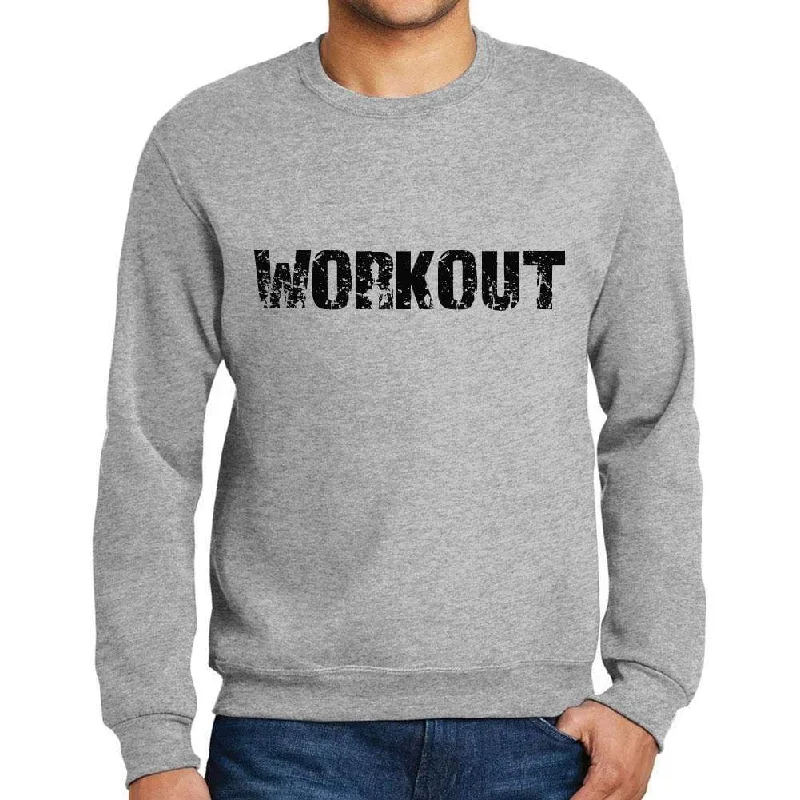Don’t Miss Out Men's Printed Graphic Sweatshirt Popular Words WORKOUT Grey Marl