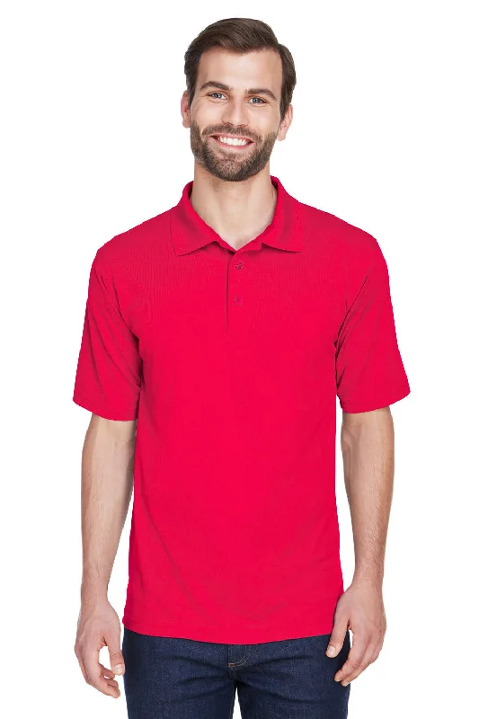 Deal Explosion UltraClub Mens Cool & Dry Moisture Wicking Short Sleeve Polo Shirt - Red