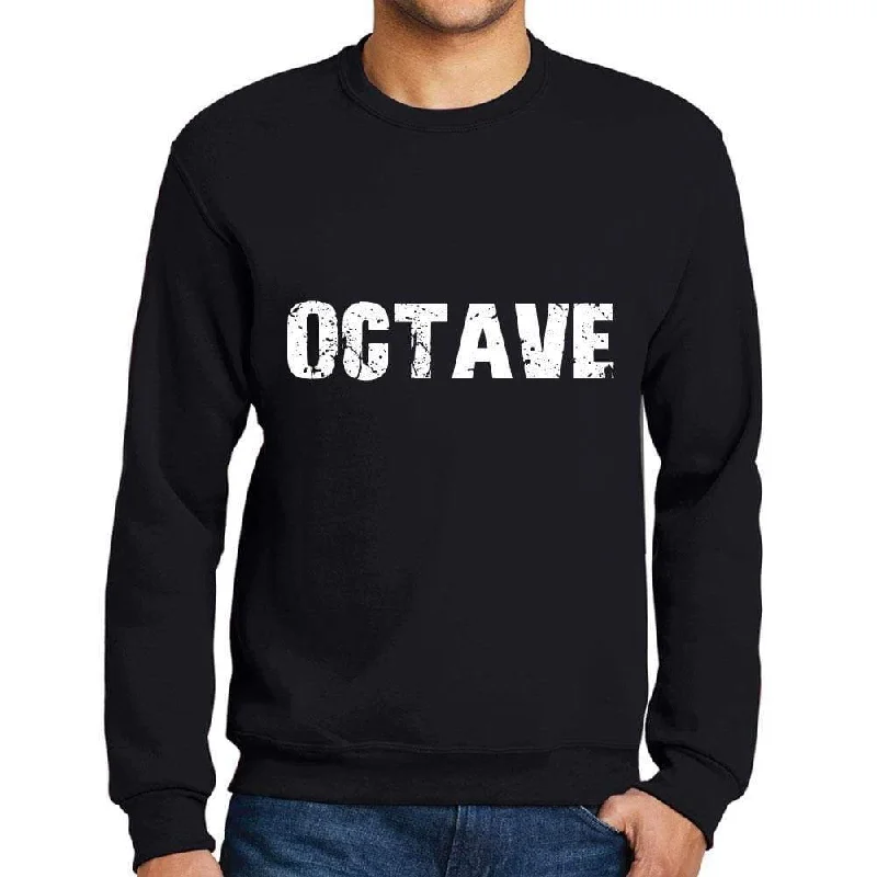 Men's Printed Graphic Sweatshirt Popular Words OCTAVE Deep Black