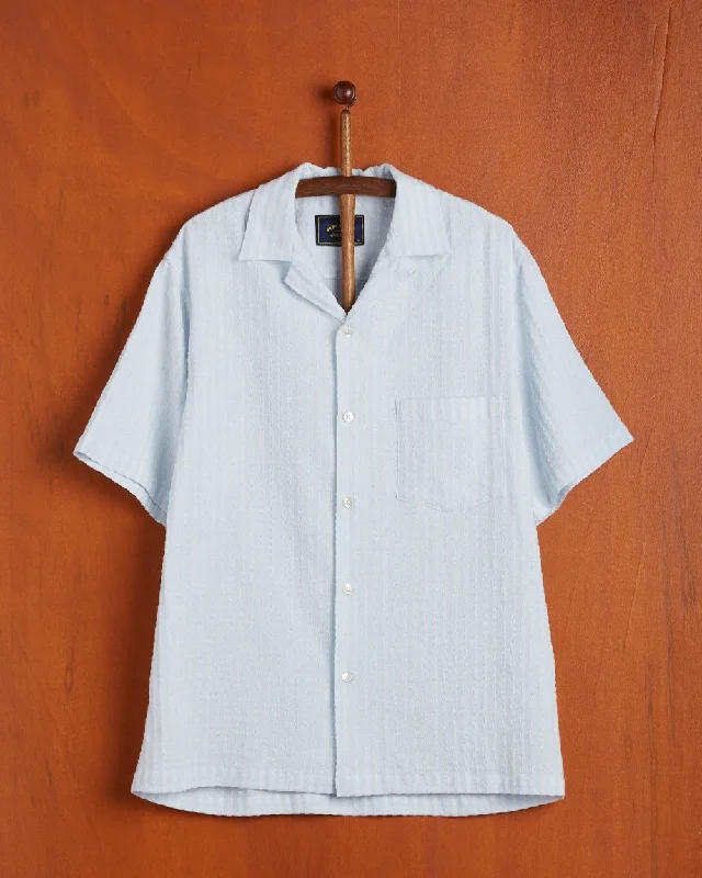 Jacquard Chambray Camp Collar Shirt