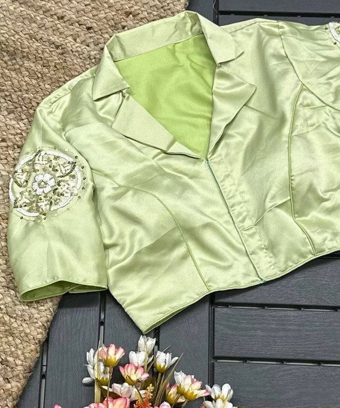 Weekend Savings Delight Women's Pista Colour Pure Silk Readymade Blouse