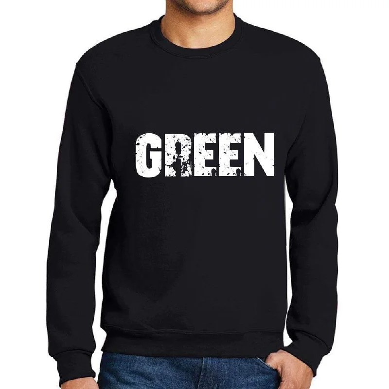 Weekend Deals You Can't Resist Men's Printed Graphic Sweatshirt Popular Words GREEN Deep Black