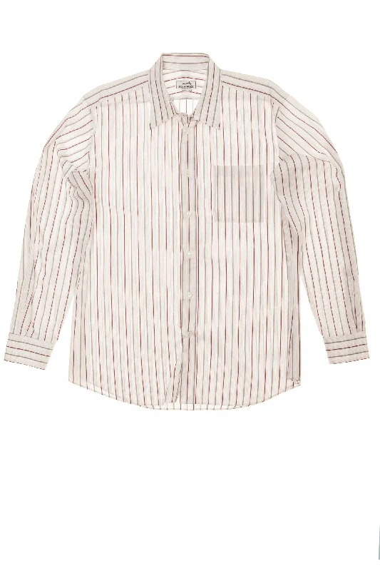 Weekend Shopping Made Better Hermes - Pink Dress Shirt with Grey & Red Stripes - IT 43