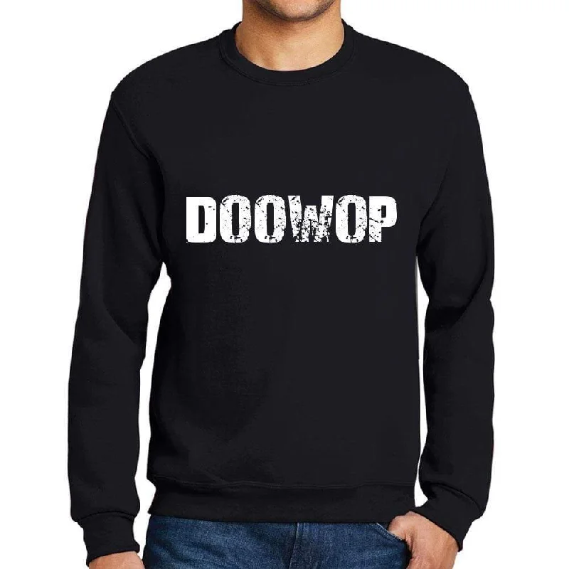 Men's Printed Graphic Sweatshirt Popular Words DOOWOP Deep Black