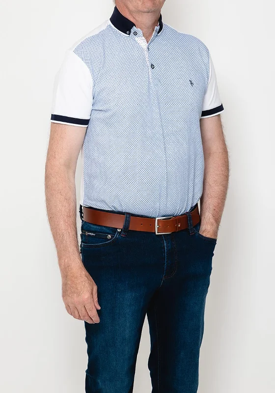 Tom Penn Contrast Trim Polo Shirt, White & Blue