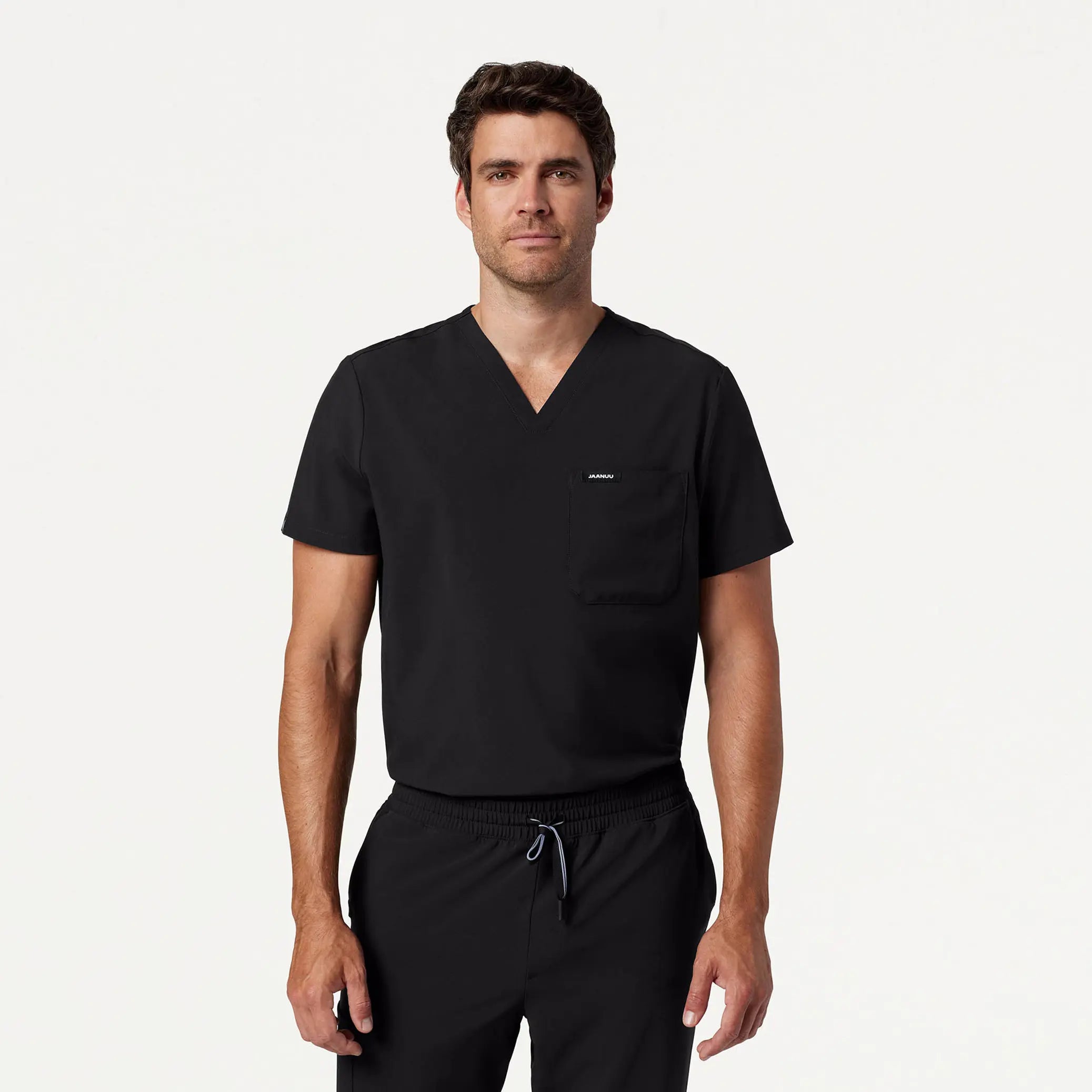 Overstock Jaanuu Men's Holmes ULTRAlite™ 1-Pocket Scrub Top - Black