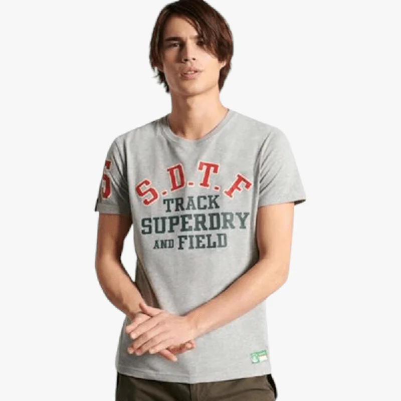 Weekend Offers That Impress Superdry Mens Track And Field Graphic Short Sleeve Tee Grey Marl