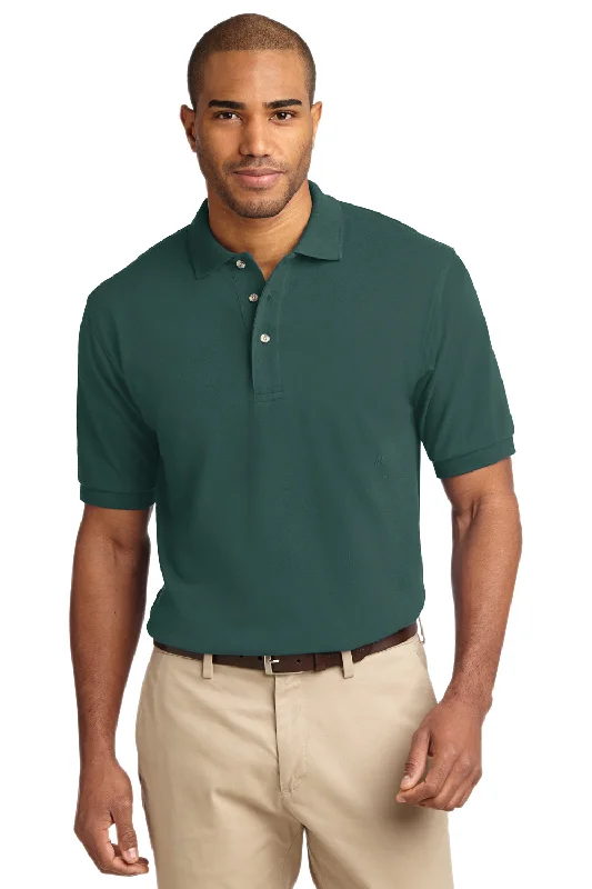 Amazing Deals Port Authority Mens Shrink Resistant Short Sleeve Polo Shirt - Dark Green - Closeout