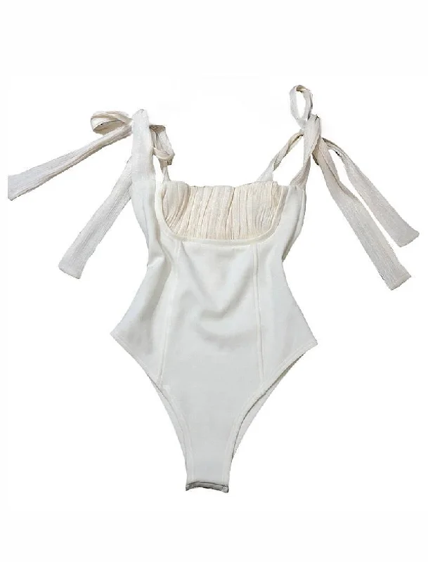 Reduced Price Ruched Bust Tied Knot Strapped Bodysuit