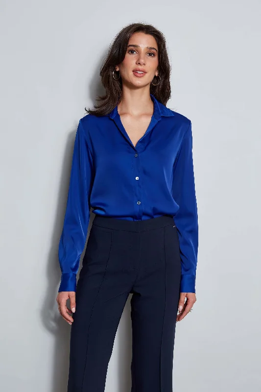 Weekend Deals You Can't Resist T-Tahari Satin Long Sleeve Button Down Shirt