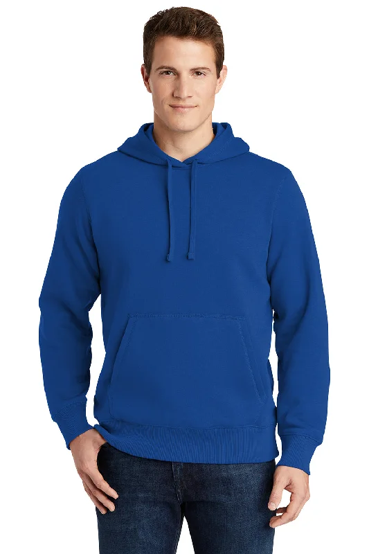 Epic Deals Sport-Tek Mens Shrink Resistant Fleece Hooded Sweatshirt Hoodie w/ Pouch Pocket - True Royal Blue