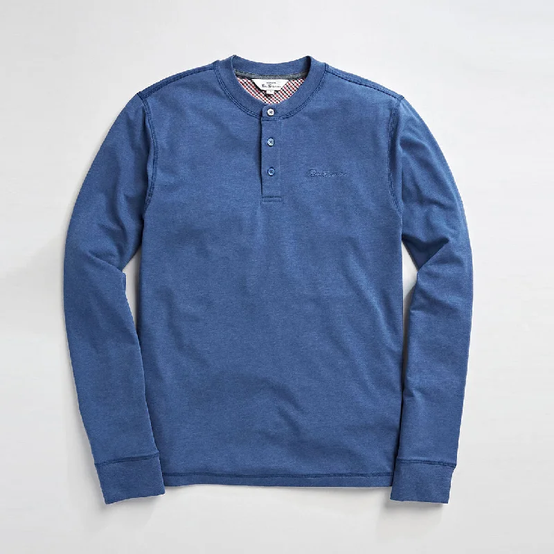 BS - Men 'Blue' Long Sleeve Henley T-Shirt BS813