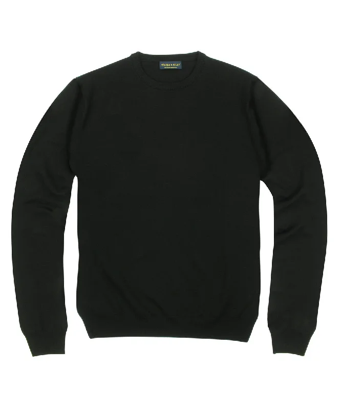 Quick Sale 100% Pure Merino Wool Zegna Baruffa Crewneck Sweater - Black