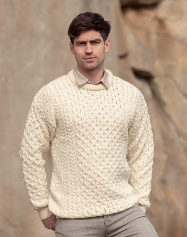 Weekend Savings Bonanza TRADITIONAL MEN'S ARAN SWEATER SUPER SOFT