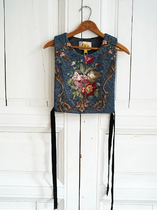 Weekend Specials to Relish Unlogical Poem Flower Velvet Embroidery Patchwork Smock