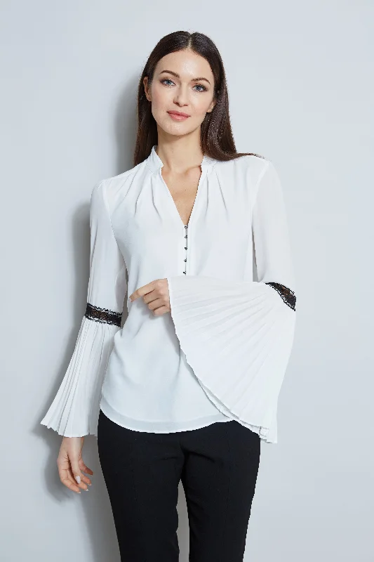 Weekend Special T-Tahari Pleated Lace Sleeve Shirt
