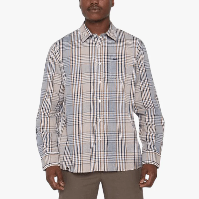 Act Now Jeep Mens Long Sleeve Check Shirt Dark Camel