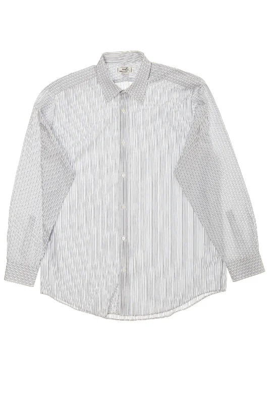 Weekend Specials You Can't Miss Hermes - White Dress Shirt with Blue Stripes - IT 43