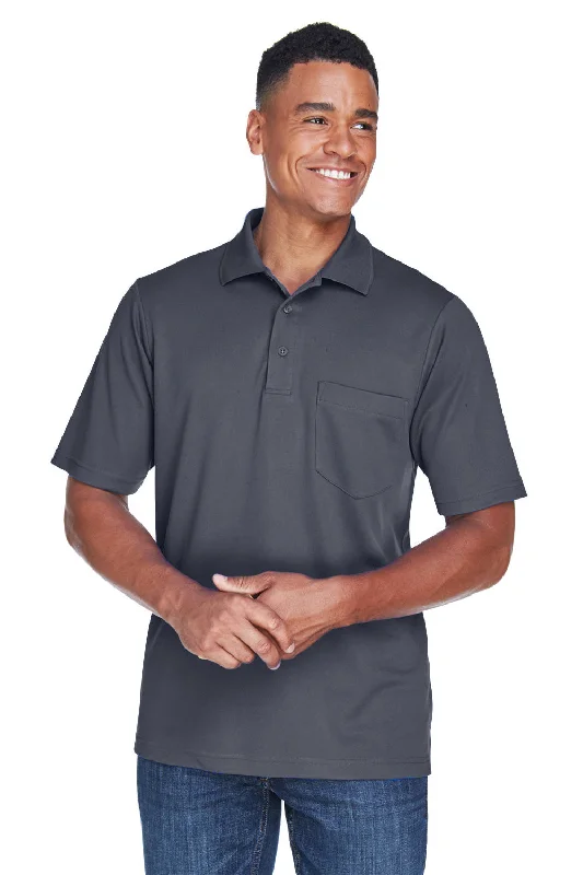 Savings Alert Core 365 Mens Origin Performance Moisture Wicking Short Sleeve Polo Shirt w/ Pocket - Carbon Grey