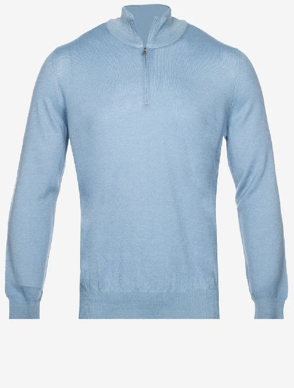 Price Drop Alert Strickpullover mit Stehkragen und halbem Reißverschluss Blau