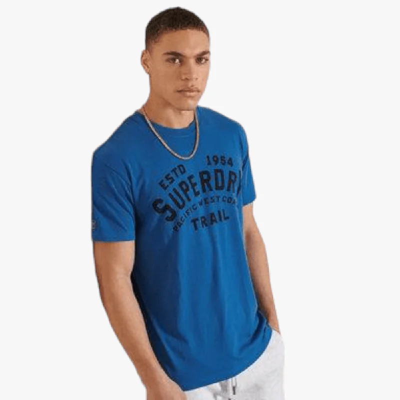 Online Only Superdry Mens Heritage Mountain Short Sleeve Tee Classic Blue