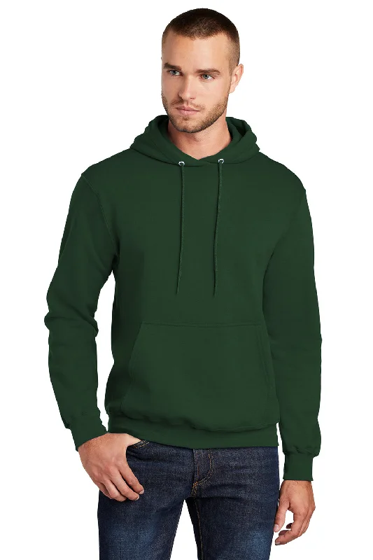Weekend Discounts to Delight Port & Company Mens Core Pill Resistant Fleece Hooded Sweatshirt Hoodie w/ Pouch Pocket - Dark Green