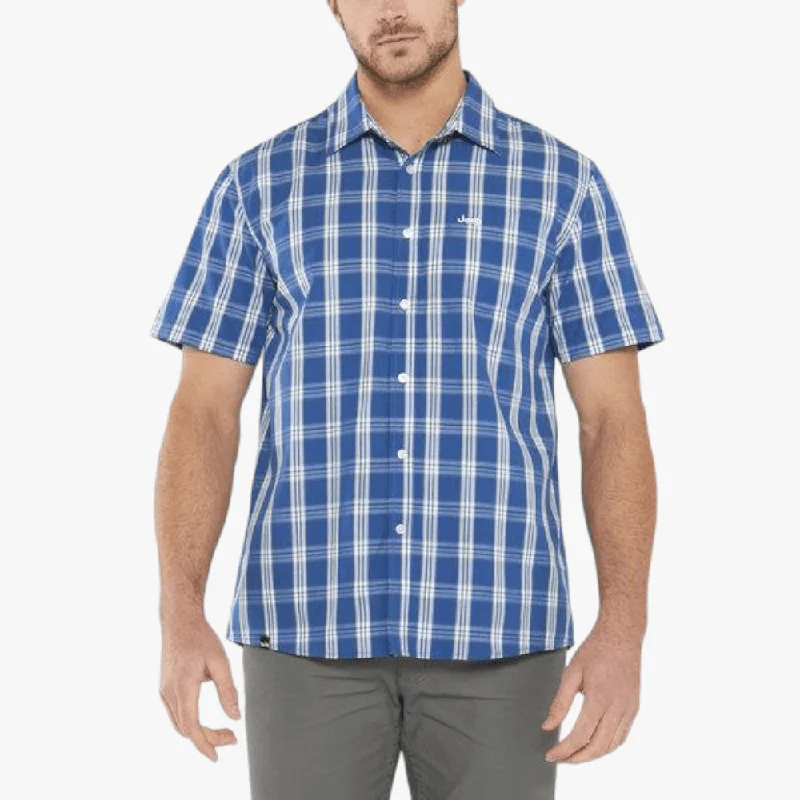 Weekend Specials to Grab Jeep Mens Casual Check Short Sleeve Shirts Skipper Blue White