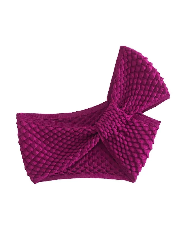 Super Sale Fuschia Shell Knitted Crop Top