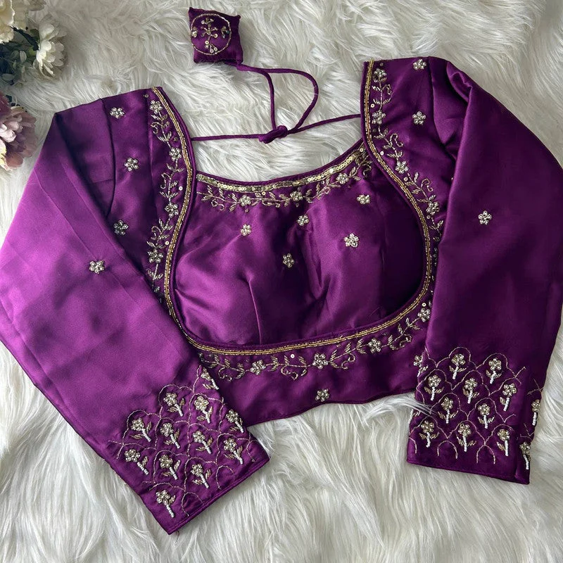 Weekend Discounts to Enjoy Women's Wine Colour Soft Silk Readymade Blouse