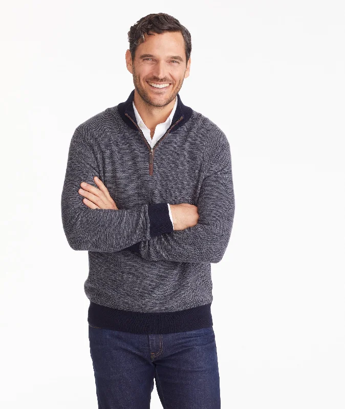 Birdseye Merino Wool Quarter-Zip Sweater