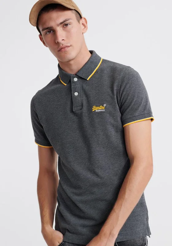 Deep Savings Superdry Poolside Pique Polo Shirt, Grey Marl