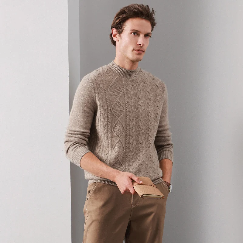 Instant Deal 100% Cashmere Mens Ribbed Mock Neck Sweater