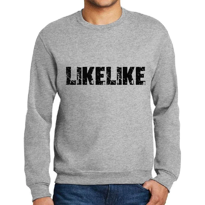 Instant Discount Men's Printed Graphic Sweatshirt Popular Words LIKELIKE Grey Marl