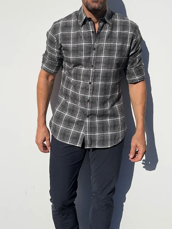 Black, White & Gray Glen Plaid Flannel- Small Batch #462