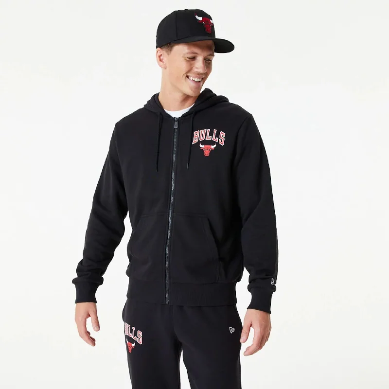 Super Sale Chicago Bulls NBA Essential Black Full Zip Hoodie