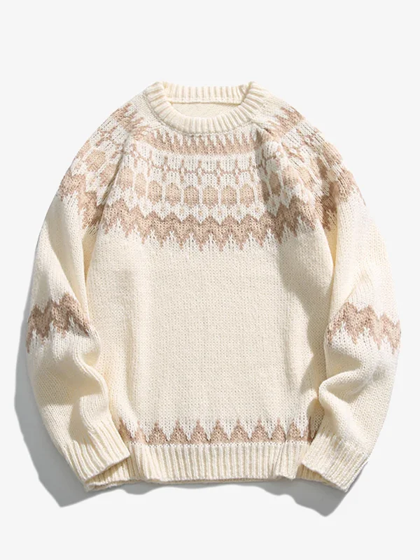 Nordic Pattern Jacquard Woven Knitted Sweater