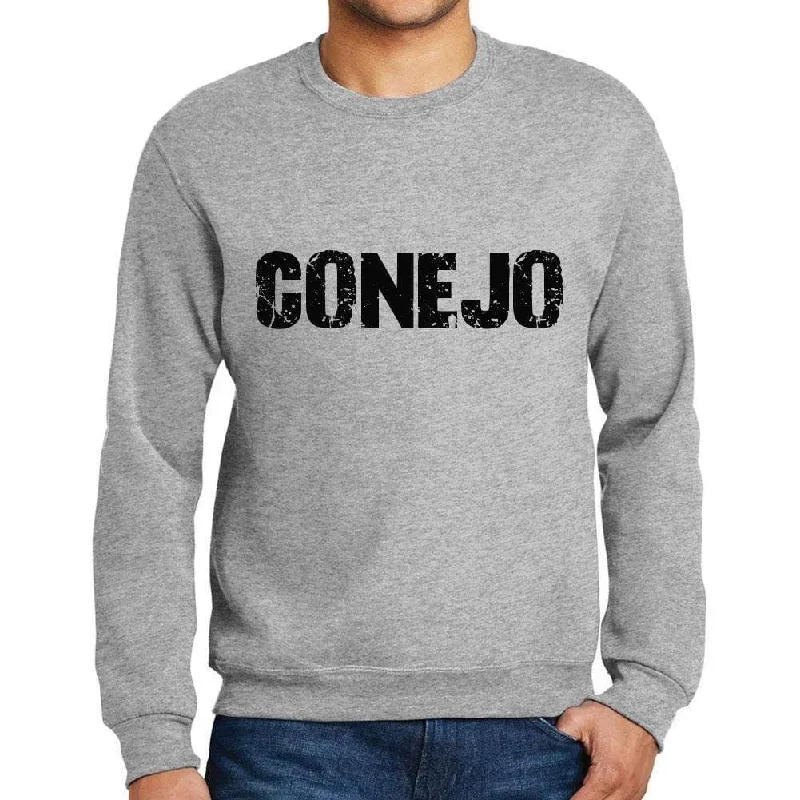 Men's Printed Graphic Sweatshirt Popular Words CONEJO Grey Marl