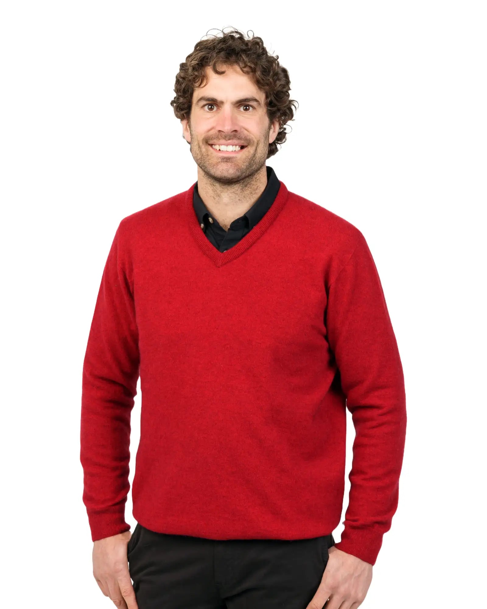Weekend Discounts to Celebrate Red Men's Possum Merino Plain Sweater - NB121