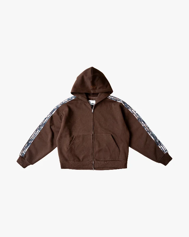 REAL CAMO STRIPED ZIP UP HOODIE - BROWN